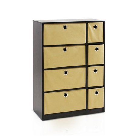 FURINNO Furinno Econ Storage Organizer Cabinet with Bins; Espresso & Light Brown - 32.3 x 23.8 x 9.3 in. 13089EX/LB